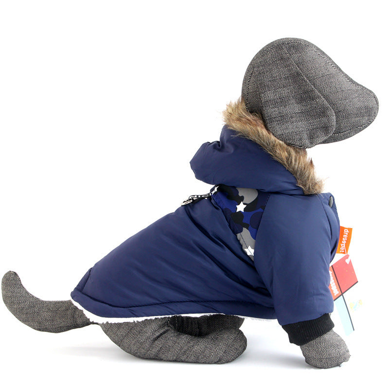 Pet Warm Coat Coat Traction Rope Clothes